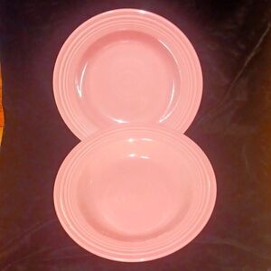 2-ROSE PINK FIESTA LARGE RIM SOUP BOWL HOMER LAUGHLIN FIESTAWARE